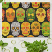 Aspen Leaf Skulls nahtloses Muster 2018 Geschirrtuch (Gefaltet)