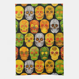Aspen Leaf Skulls nahtloses Muster 2018 Geschirrtuch