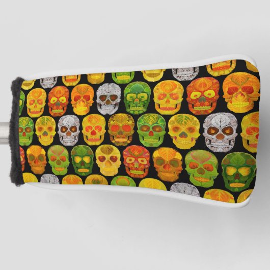 Aspen Leaf Skulls nahtloses Muster 2018 Golf Headcover (Vorderseite)
