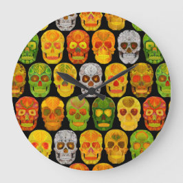 Aspen Leaf Skulls nahtloses Muster 2018 Große Wanduhr