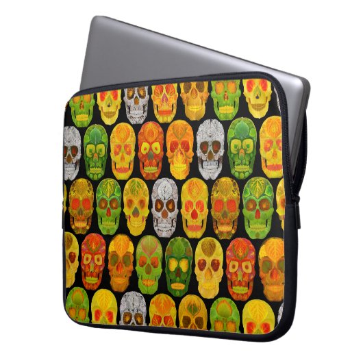 Aspen Leaf Skulls nahtloses Muster 2018 Laptopschutzhülle (Vorderseite Links)