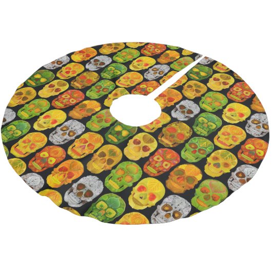 Aspen Leaf Skulls nahtloses Muster 2018 Polyester Weihnachtsbaumdecke (Schrägansicht)