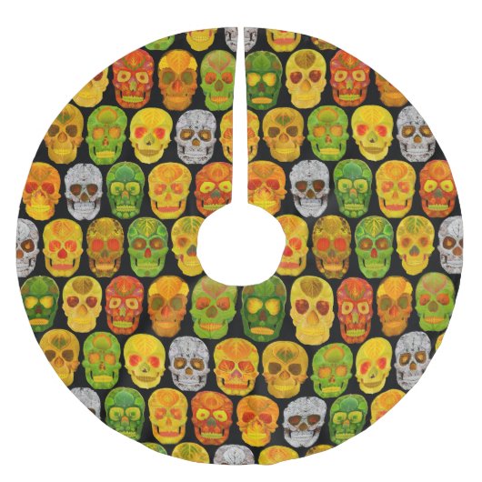 Aspen Leaf Skulls nahtloses Muster 2018 Polyester Weihnachtsbaumdecke (Vorderseite)