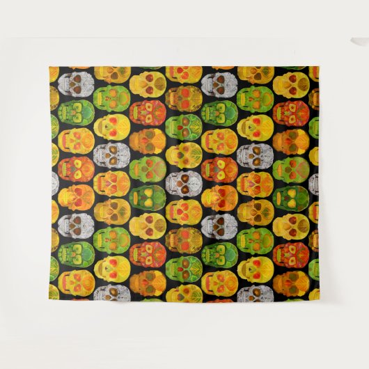 Aspen Leaf Skulls nahtloses Muster 2018 Wandteppich (Vorderseite (Horizontal))