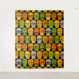 Aspen Leaf Skulls nahtloses Muster 2018 Wandteppich