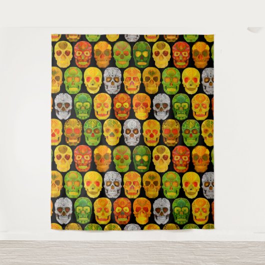 Aspen Leaf Skulls nahtloses Muster 2018 Wandteppich (Vorderseite)