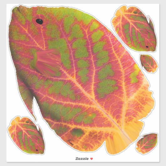 Aspen Leaf Tropische Fische 1 Aufkleber (Blatt)