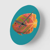 Aspen Leaf Tropische Fische 1 Runde Wanduhr (Winkel)