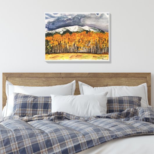 Aspen Mountains Aquarell Print Leinwand 24x18 (Insitu (Schlafzimmer))