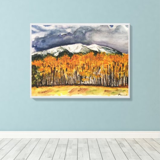 Aspen Mountains Aquarell Print Leinwand 24x18 (Insitu (Holzboden))