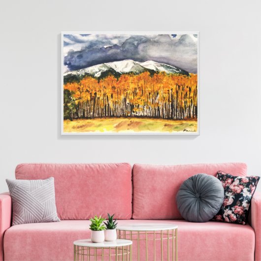 Aspen Mountains Aquarell Print Leinwand 24x18 (Insitu (Wohnzimmer))