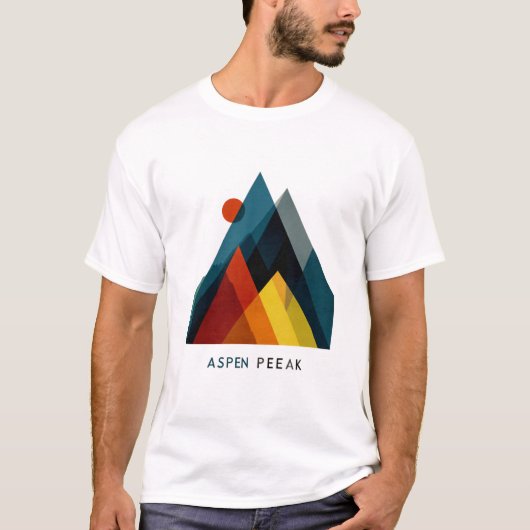 Aspen Peak – Mid-Century Geometric Mountain Poster T-Shirt (Vorderseite)
