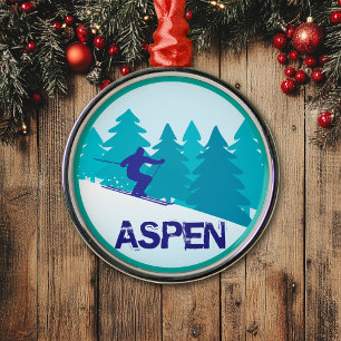 Aspen Ski Circle Ornament Aus Metall