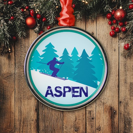 Aspen Ski Circle Ornament Aus Metall