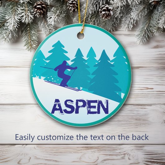 Aspen Ski Circle Personalisiert Keramikornament
