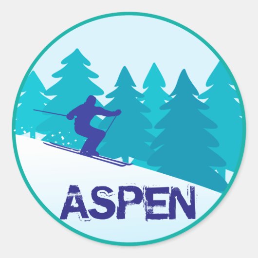 Aspen Ski Circle Runder Aufkleber (Vorderseite)
