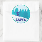 Aspen Ski Circle Runder Aufkleber (Tasche)