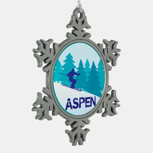 Aspen Ski Circle Schneeflocken Zinn-Ornament (Links)