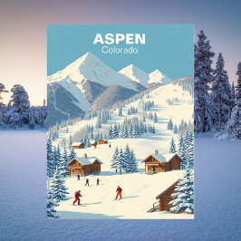 Aspen Ski, Colorado Vintage Travel Postkarte