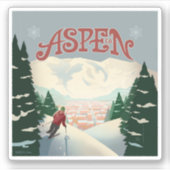 Aspen Skier | Colorado Aufkleber (Vorderseite)