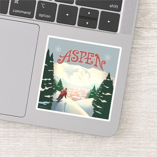Aspen Skier | Colorado Aufkleber (Detail)