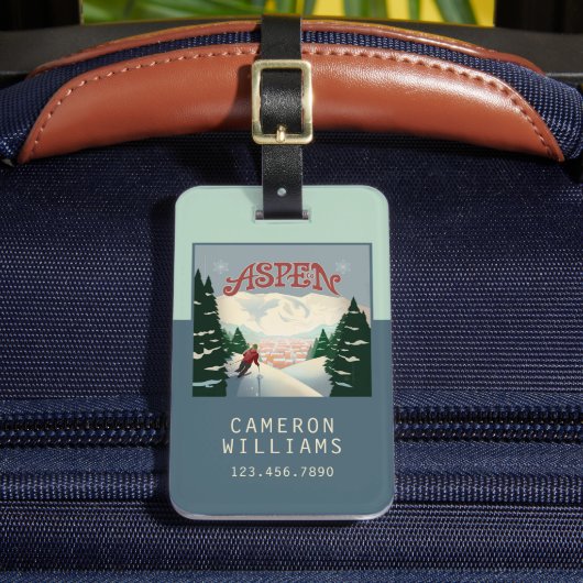 Aspen Skier | Colorado Gepäckanhänger (Vorderseite Insitu 2)