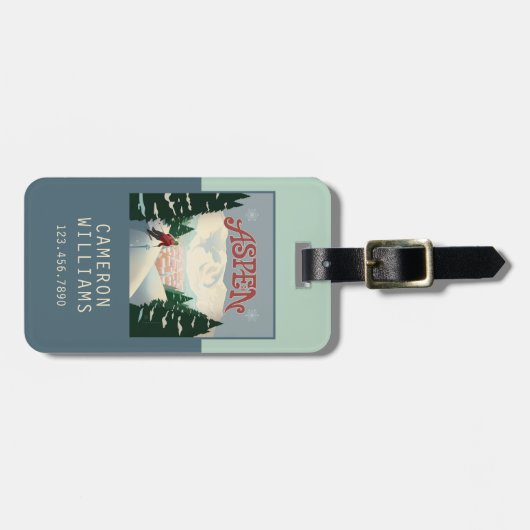 Aspen Skier | Colorado Gepäckanhänger (Vorderseite horizontal)