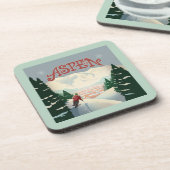 Aspen Skier | Colorado Getränkeuntersetzer (Linke Seite)