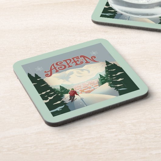 Aspen Skier | Colorado Getränkeuntersetzer (Linke Seite)