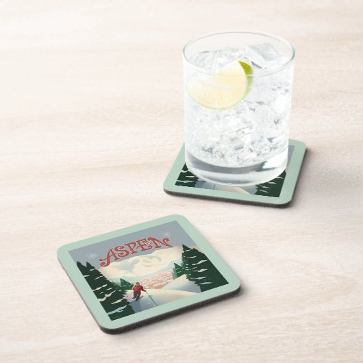 Aspen Skier | Colorado Getränkeuntersetzer (Rechte Seite)