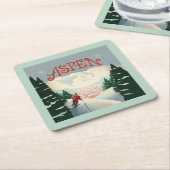 Aspen Skier | Colorado Rechteckiger Pappuntersetzer (angewinkelt)