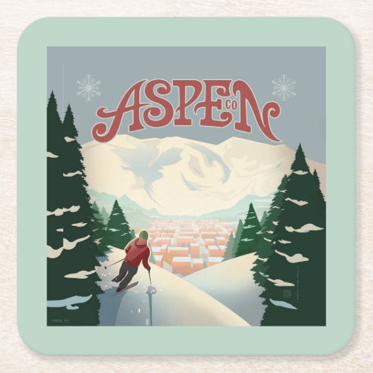 Aspen Skier | Colorado Rechteckiger Pappuntersetzer (Vorderseite)