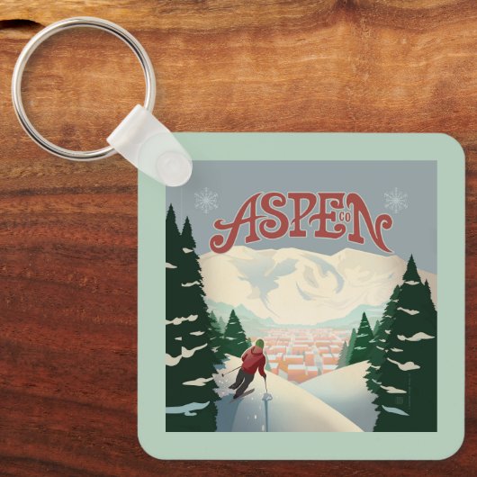 Aspen Skier | Colorado Schlüsselanhänger (Vorderseite)