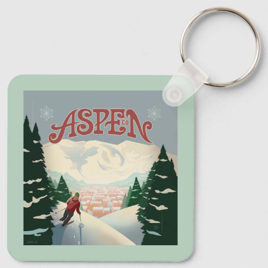 Aspen Skier | Colorado Schlüsselanhänger (Rückseite)