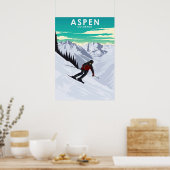 Aspen Skiing Travel Illustration Poster (Küche)