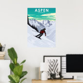 Aspen Skiing Travel Illustration Poster (Heimbüro)