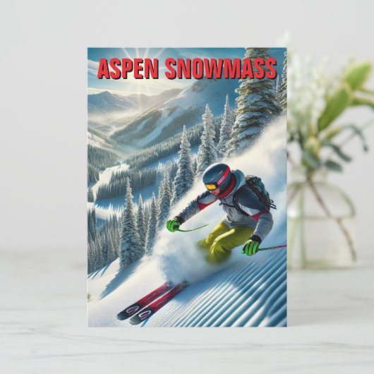 Aspen Snowmassenskifahrer Feiertagskarte (Stehend Vorderseite)