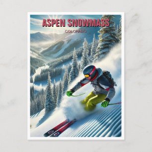 Aspen Snowmassenskifahrer Postkarte