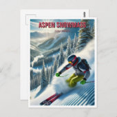Aspen Snowmassenskifahrer Postkarte (Vorne/Hinten)