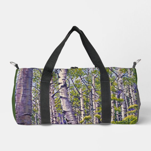 Aspen Tree Forest in Purple & Green – Art  Duffle Bag (Vorderseite)