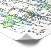 Aspen Tree Grove Pen und Tinte Zeichnend Poster (Ecke)