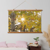Aspen Tree mit Gelbfallblättern und Sonnenbrust Wandteppich Mit Holzrahmen (Schlafzimmer)