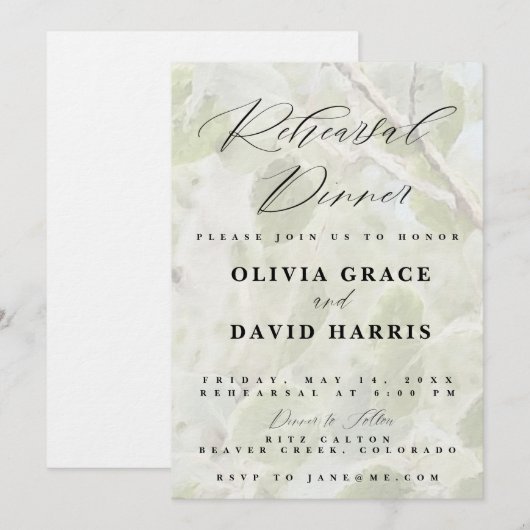 Aspen Tree Probe Dinner Einladung (Vorne/Hinten)