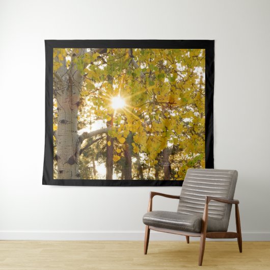 Aspen Tree with Yellow Fall Foliage Sunburst 68x80 Wandteppich (Beispiel (Horizontal))