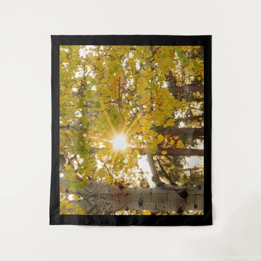 Aspen Tree with Yellow Fall Foliage Sunburst 68x80 Wandteppich (Vorderseite)