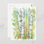 Aspen Trees Carved Herz Weiße Bark Natur Postkarte (Vorne/Hinten)