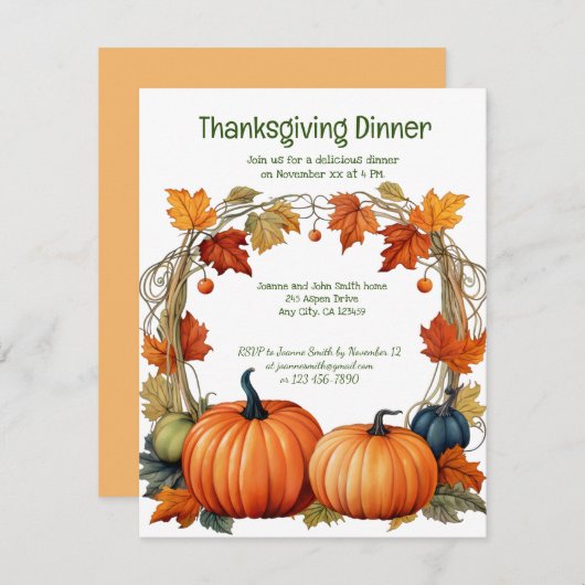 Aspen Trees Erntedank Dinner Einladung (Vorne/Hinten)