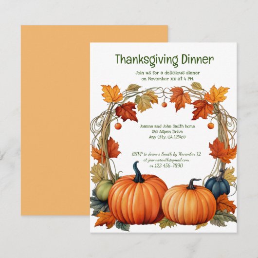 Aspen Trees Erntedank Dinner Einladung (Vorne/Hinten)