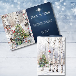 Aspen Trees in Winter with Christmas Tree Card Feiertagskarte