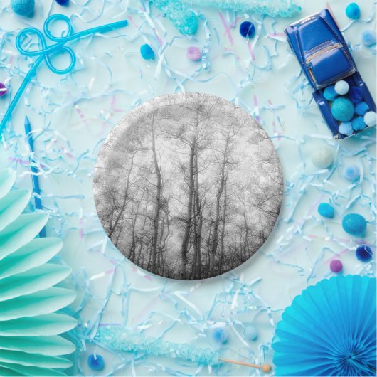 Aspen Trees - Schwarz und Weiß Pappteller (Party)